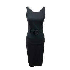 Hugo Boss Dajena 2 Sheath Dress Womens 2 Black Belted Business Career Edgy